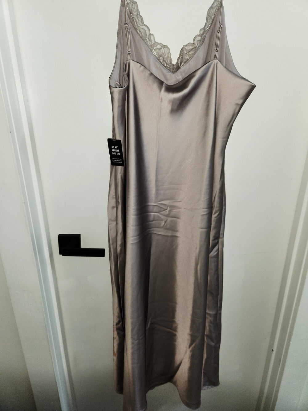 Express Floral Satin Slip Dress in Light Gray - Picture 2 of 3